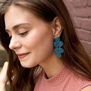Turquoise Beaded Statement Earrings